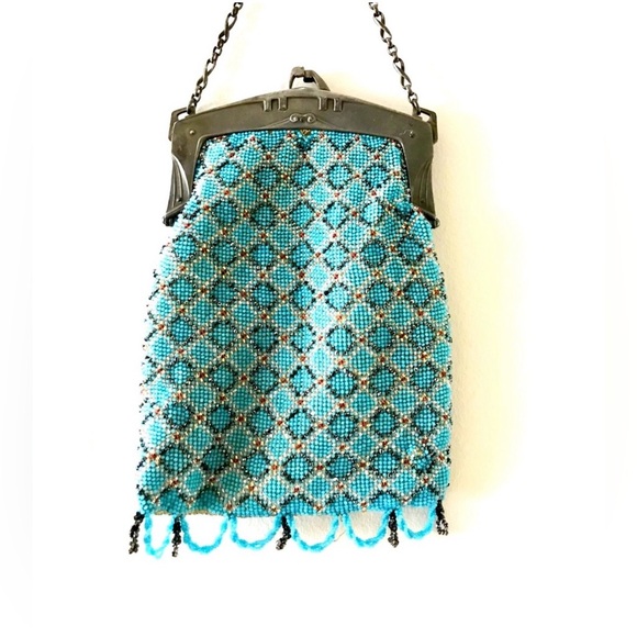 1920’s Art Deco 800 Silver Beaded Evening Bag Hallmarked Wilhelm Binder German - Picture 2 of 5